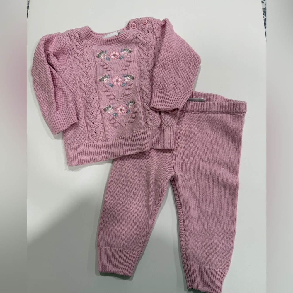The Children’s Place Pink Knit Sweater and Pants set- 3-6months